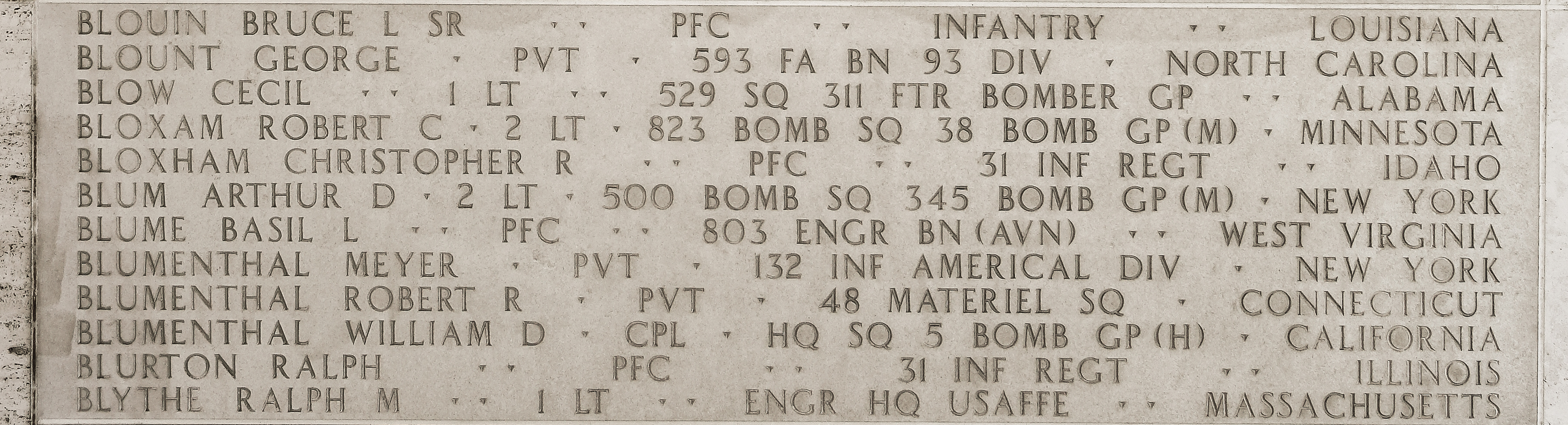 Bruce L. Blouin, Private First Class